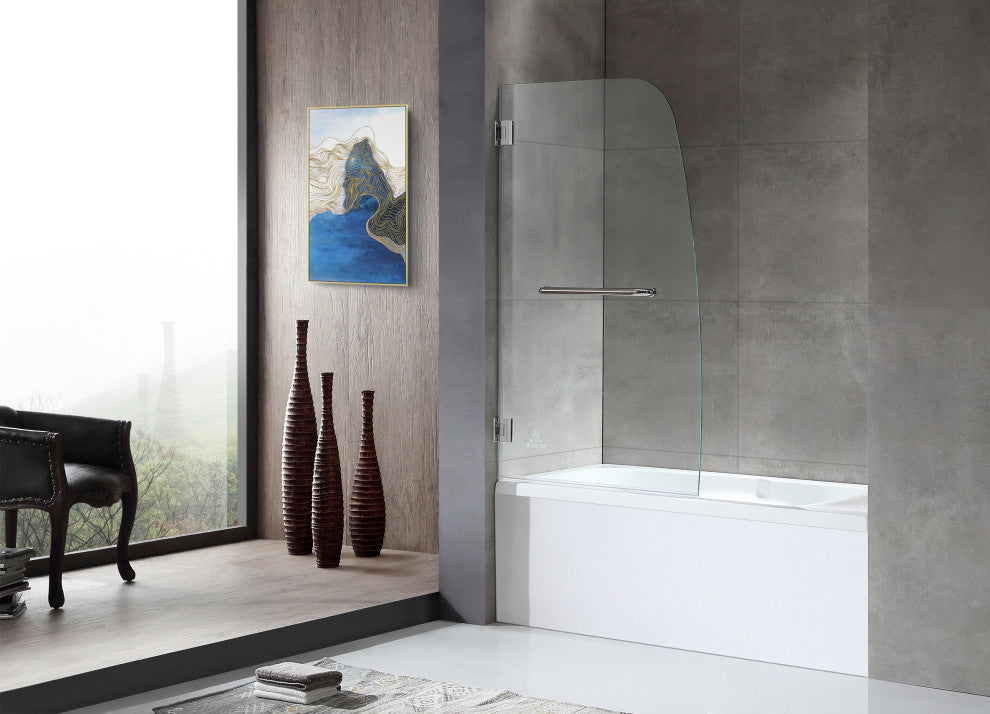 ANZZI Vensea 34" x 58" Frameless Tub Door, Polished Chrome