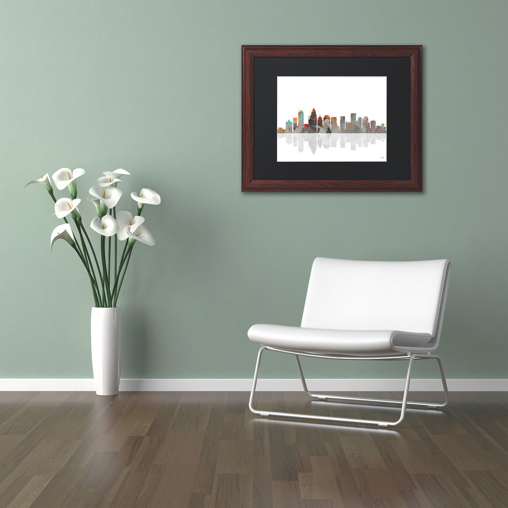 'Charlotte, NC Skyline' Matted Framed Canvas Art by Marlene Watson