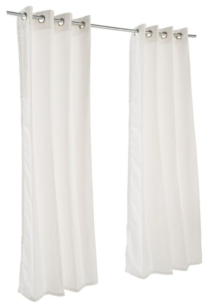 Canvas White Sunbrella Outdoor Curtain With Grommets, 84" X 50"