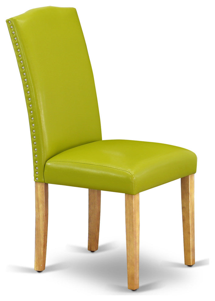 3Pc 42/53.5" Table, Pair Of Parson Chair, Pu Leather Color Autumn Green
