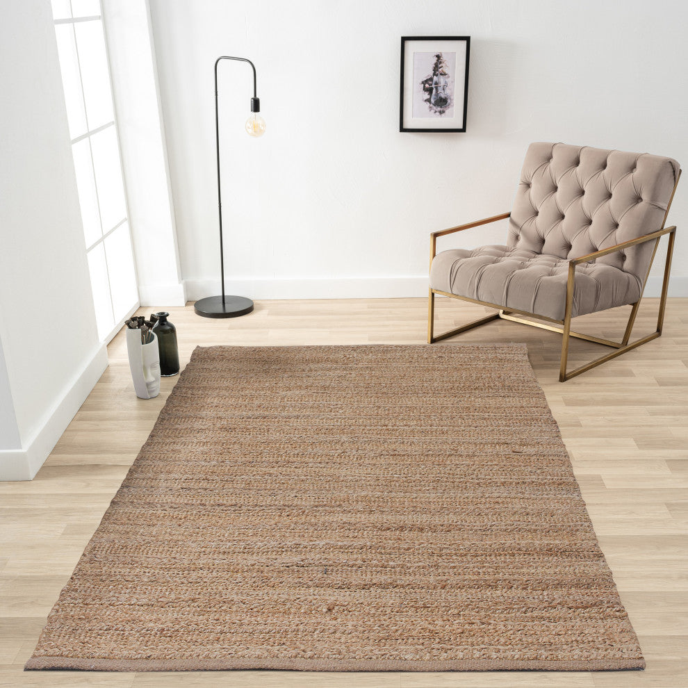 Tan Organic Jute Area Rug, 7'9" X 9'9"