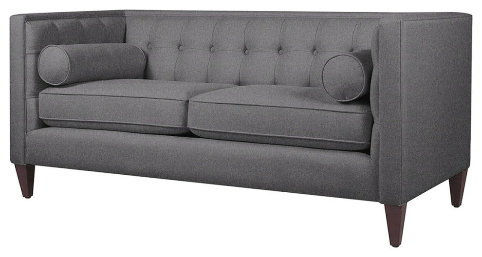 Jack 84" Modern Tuxedo Tufted Sofa, Steeple Gray Polyester