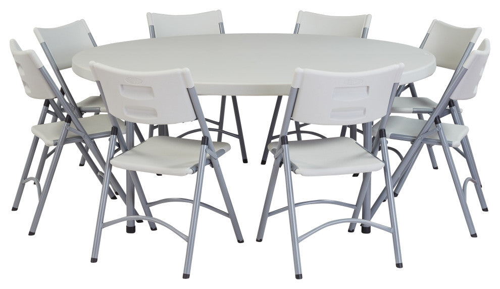NPS 71" Heavy Duty Round Folding Table, Speckled Grey