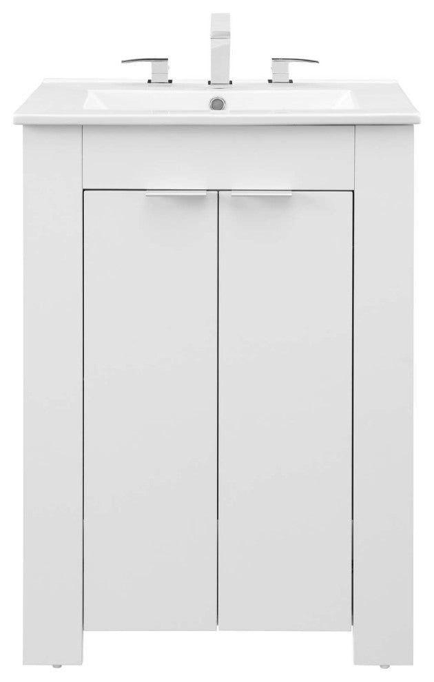 Sink Vanity Cabinet, Melamine, White, Modern Contemporary, Hotel Bathroom