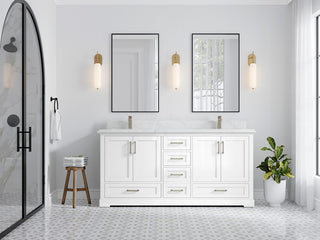 Boston 72 Double Sink Bath Vanity in White 1.5" Empira Quartz
