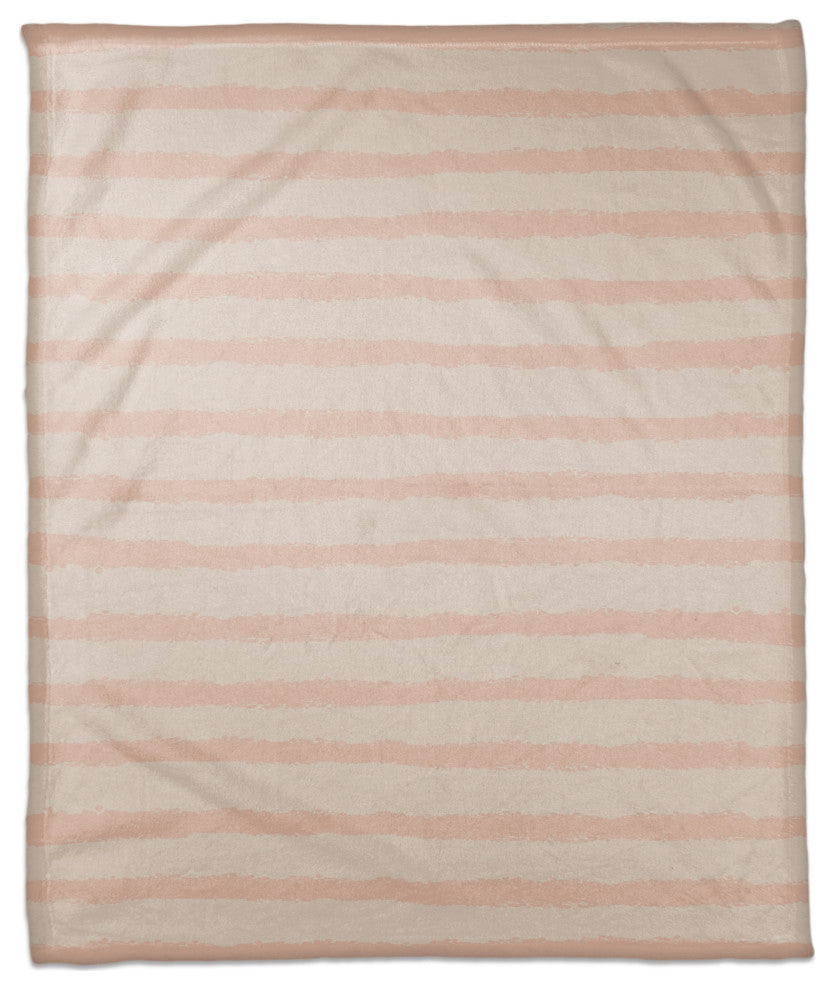 Cream Stripes on Pink 50x60 Coral Fleece Blanket