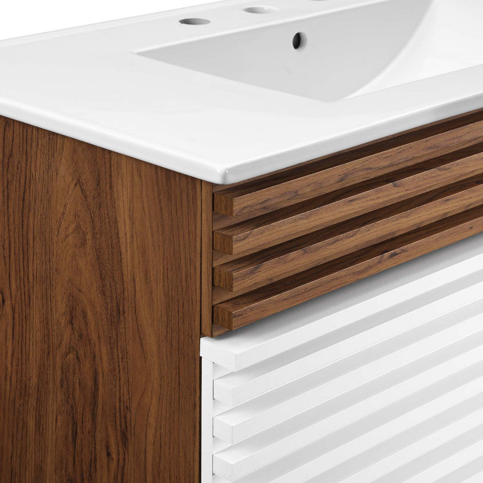 Render 36" Bathroom Vanity, White Walnut White