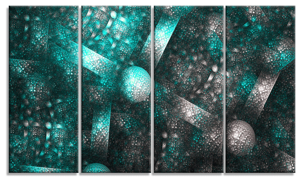Crystal Cell Blue Steel Texture, Abstract Canvas Art Print, 48"x28", 4 Panels