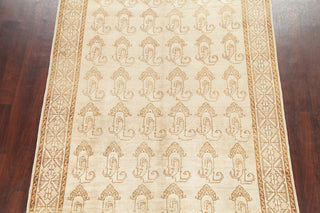 Consigned, Handmade Vintage-Style Faded Traditional Persian Area Rug, Beige, 6x9