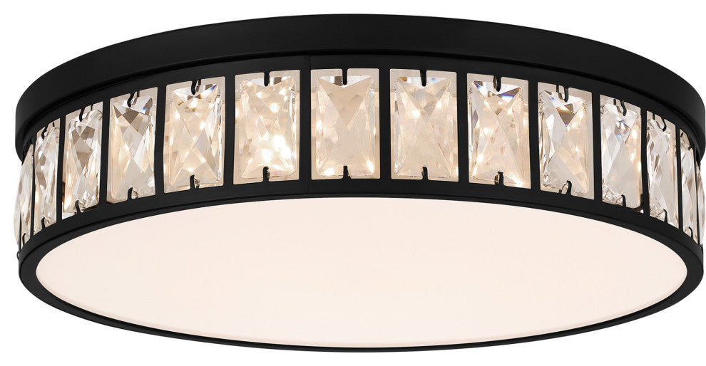 Quoizel GIB1615 Gibson 15"W LED Flush Mount Drum Crystal Ceiling - Matte Black