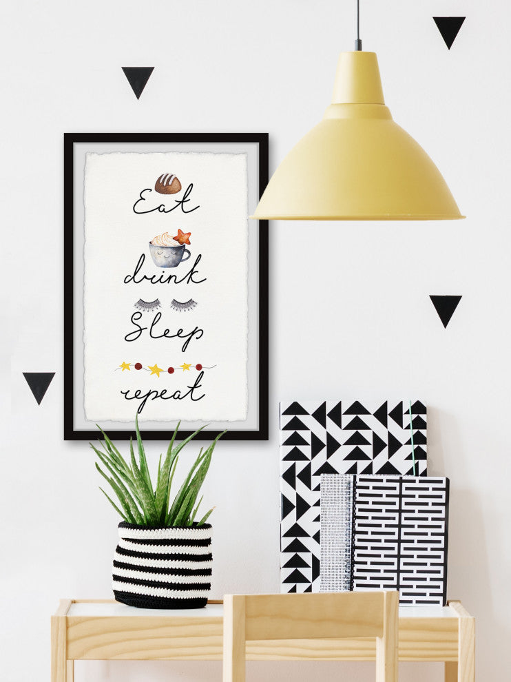 "Drink and Sleep" Framed Painting Print, 12x18