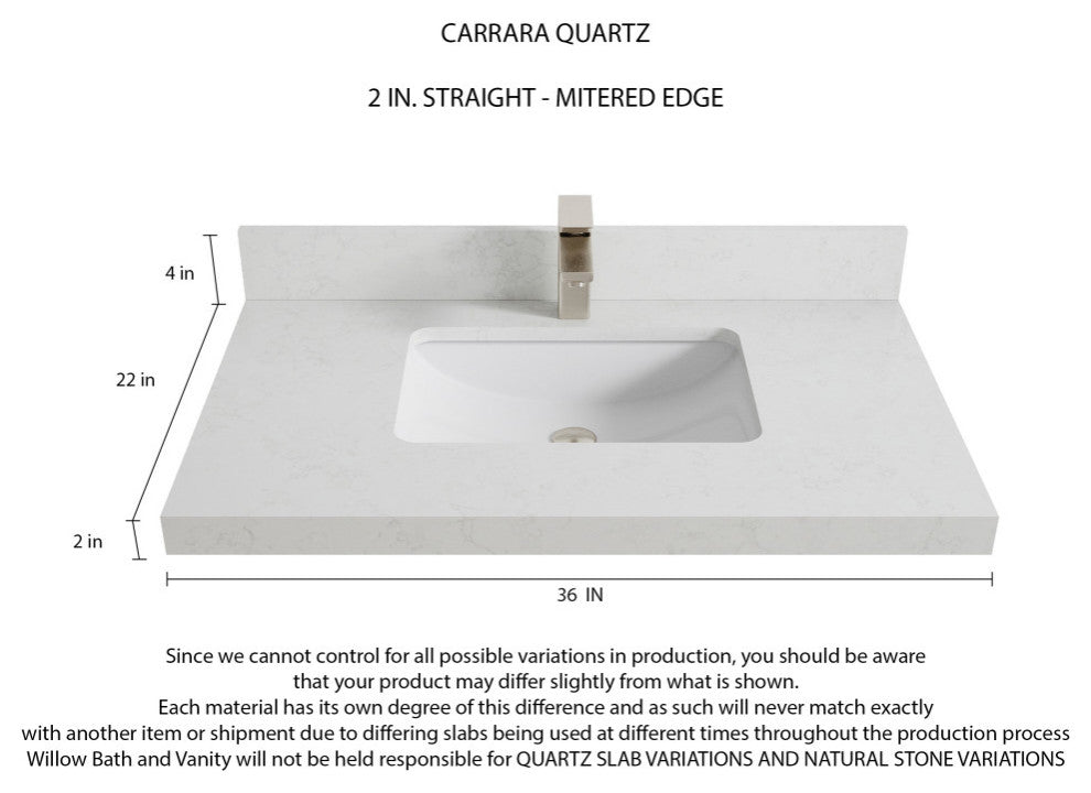 Sonoma 36 Center Sink Reeded Bath Vanity in Dark Forest Green 2" Carrara Quartz