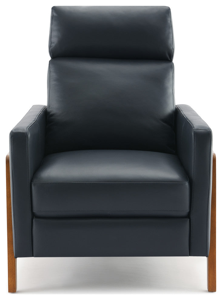 Reed Leather Push Back Recliner - Midnight Blue