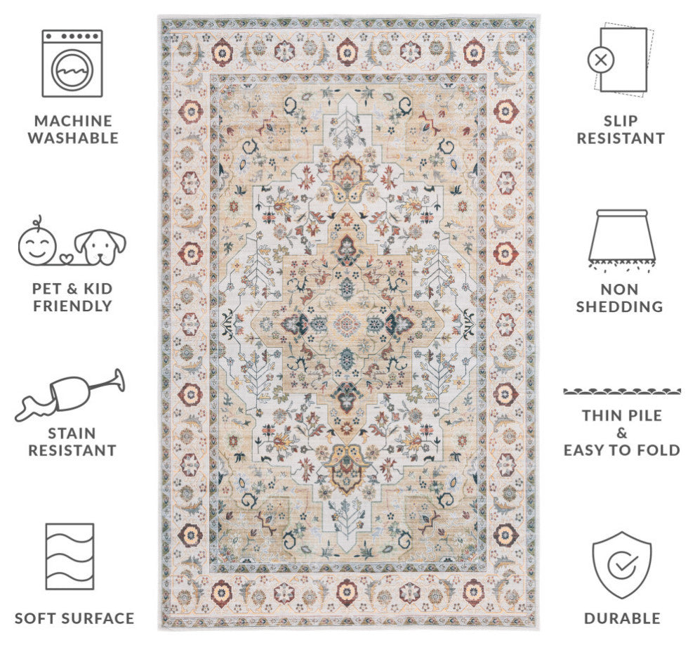 Safavieh Arizona Machine-Washable Collection ARZ126 Rug, Light Green/Beige, 8'x10'