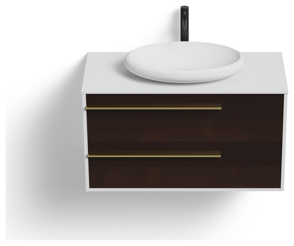 The Rhone Bathroom Vanity, Smoke Grey, 42", Single Sink, Wall Mounted