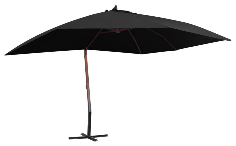 Vidaxl Hanging Parasol With Wooden Pole 157.5"x118.1" Black