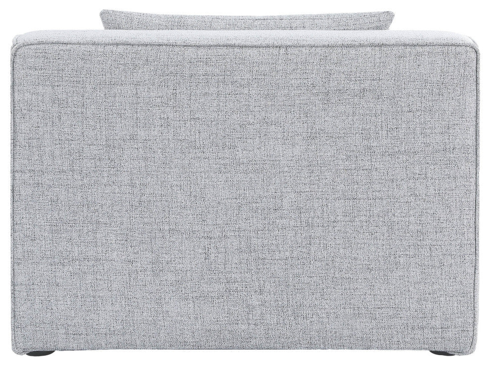 Cube Upholstered Modular Component, Gray, Linen Texured Fabric, Armless Chair