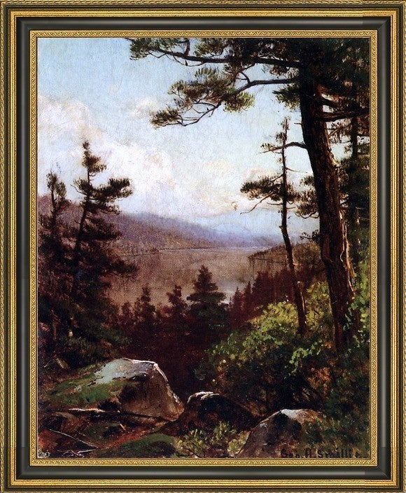 George Henry Smillie View of the Valley Framed Premium Canvas Print, 20"x25"