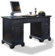 Contemporary Executive Desk, Double Pedestal Design With Storage Drawers, Black