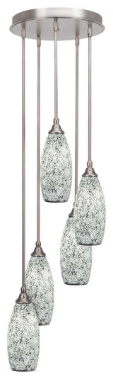 Empire 5-Light Cluster Pendalier, Brushed Nickel/Black Fusion