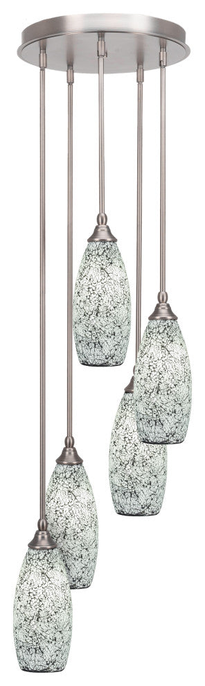 Empire 5-Light Cluster Pendalier, Brushed Nickel/Black Fusion