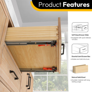 Leon Bath Vanity With Composite Stone Top, Fir Wood Brown, 72", No Mirror