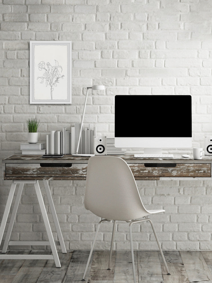 "Flower Outline" Framed Painting Print, 16x24