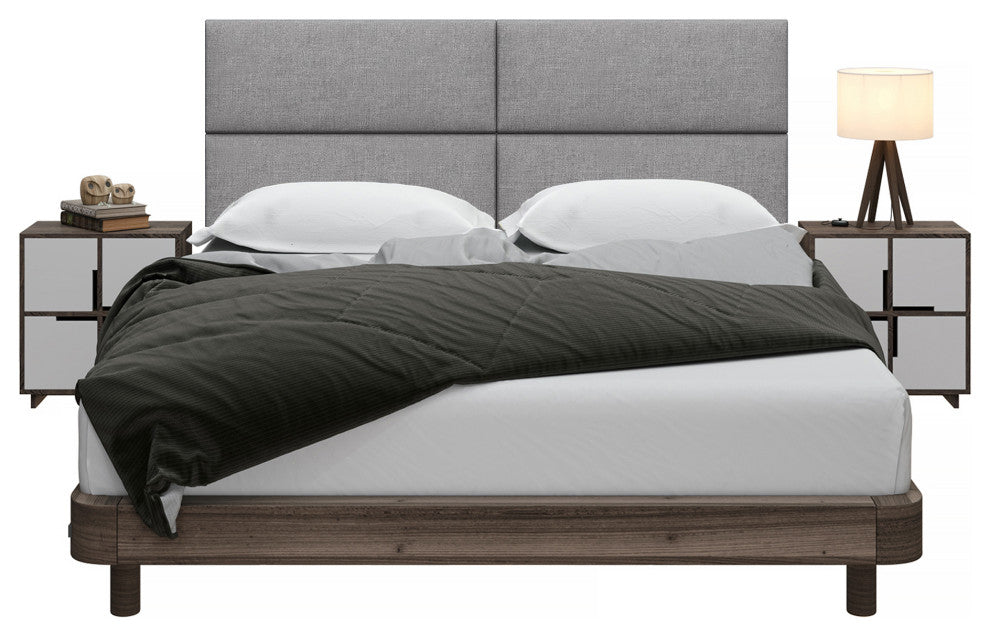 Jaxx Panelist Modern Padded Headboard, Set of 4 Panels, Queen, Mouse Grey