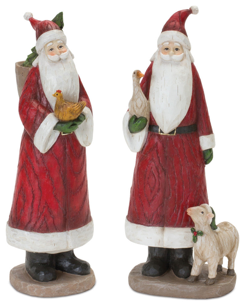 Farmhouse Santa Figurine, 2-Piece Set