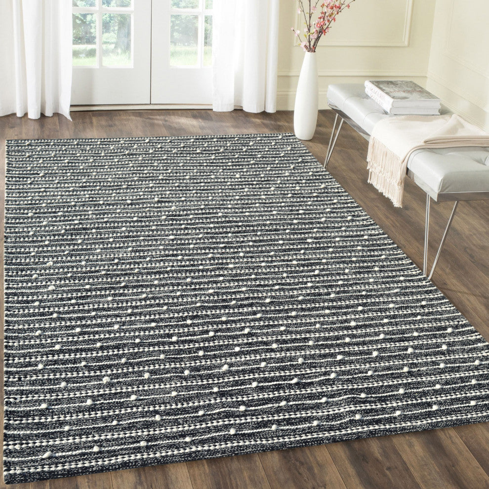 Oak Modern Area Rug, Ivory/Charcoal, 8'x10'
