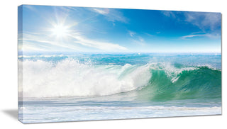 "White and Blue Waves under Sun" Canvas Print