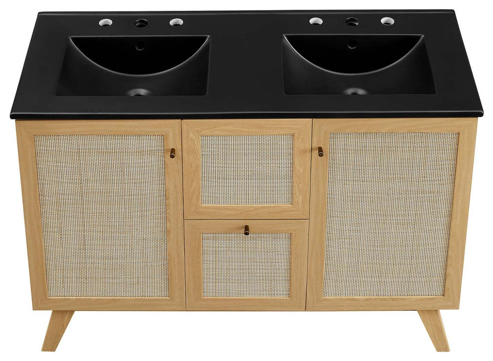 Soma 48" Double Sink Bathroom Vanity - Oak Black