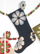 Hand Felted Wool Christmas Stocking Flower Power, Blue