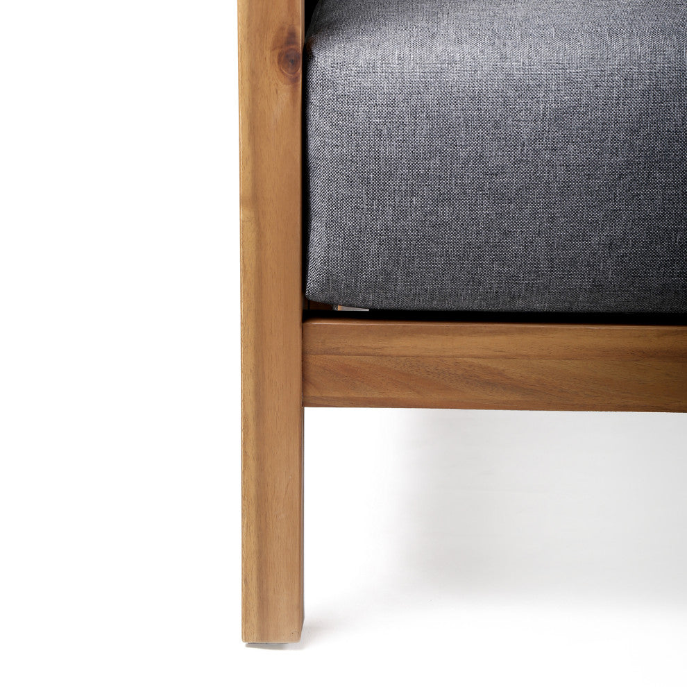 Sienna Outdoor Eucalyptus Sofa, Teak Finish With Gray Cushions