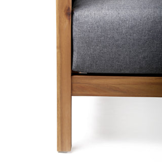 Sienna Outdoor Eucalyptus Sofa, Teak Finish With Gray Cushions