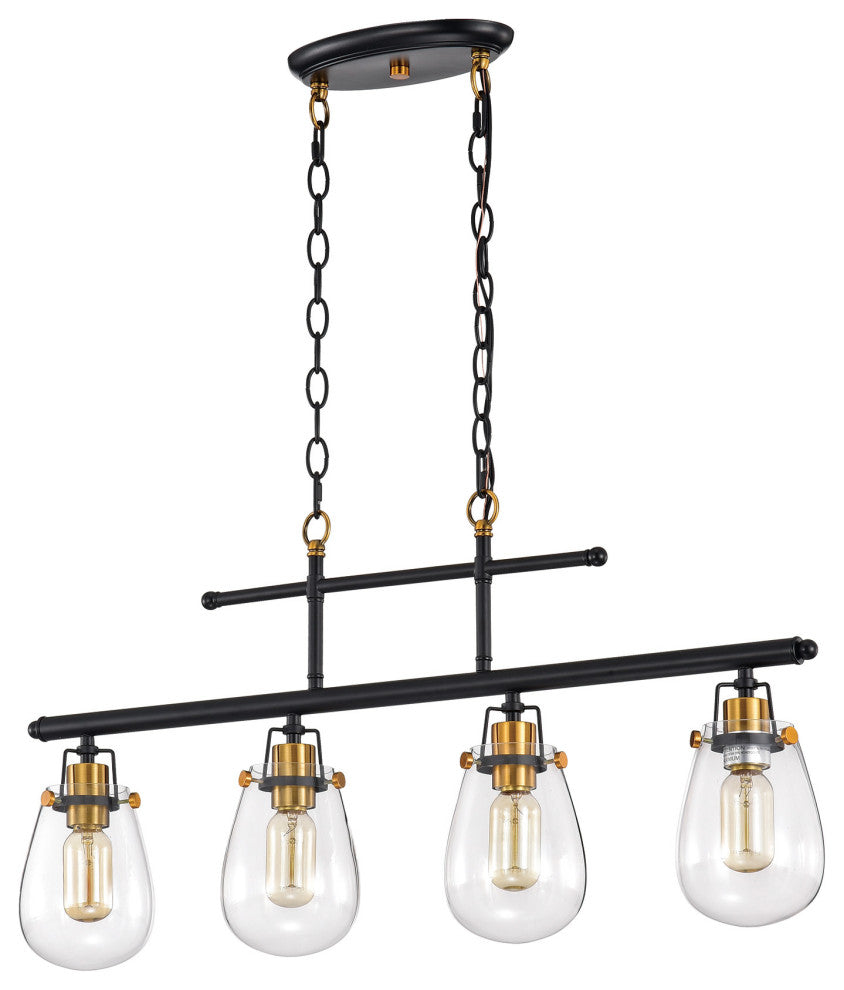 4- Light Black and Antique Gold Kitchen Island Chandelier