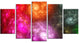 Multi Color Rotating Galaxies, Contemporary Wall Art Canvas, 60"x32", 5 Panels