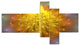 Yellow Fractal Flower with Pink, Floral Art Canvas Print, 60"x32", 5 panels