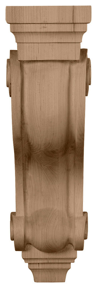 3 7/8"W x 8"D x 13"H Boston Traditional Scroll Corbel, Alder