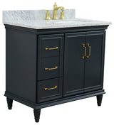 37" Single Vanity, Dark Gray Finish With White Carrara