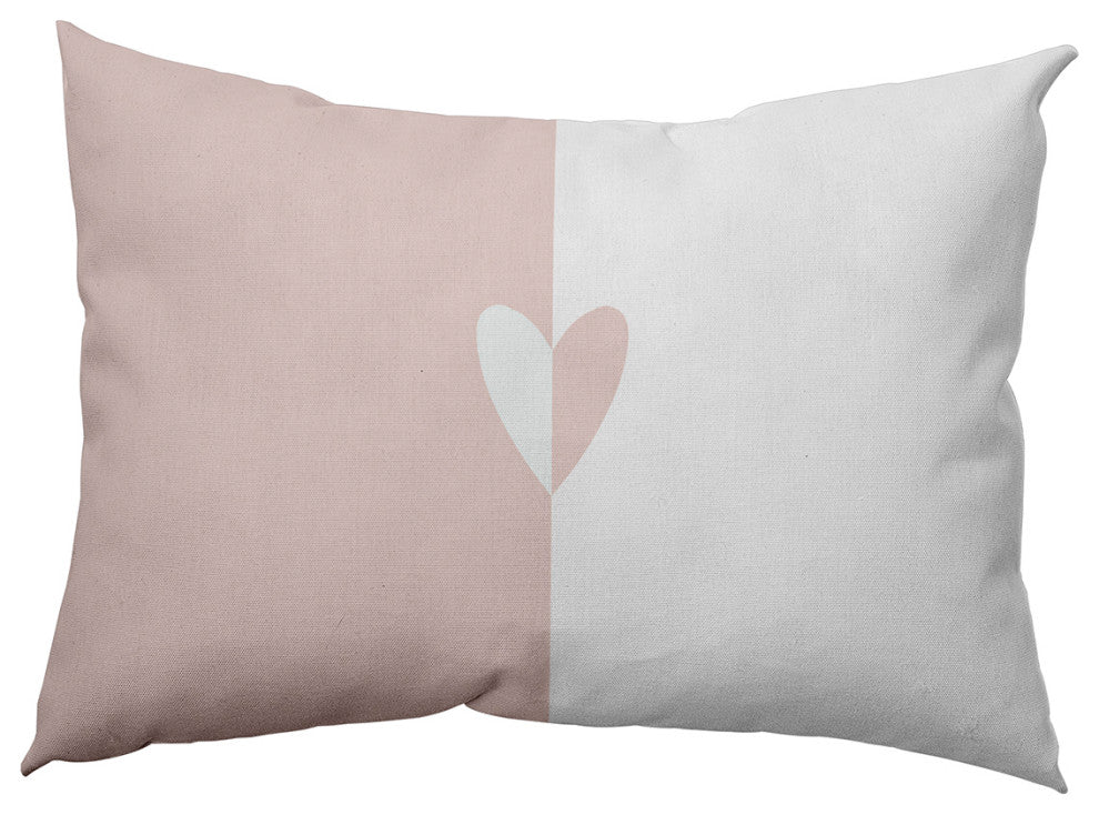 Modern Heart Decorative Throw Pillow, Pale Pink, 14"x20"