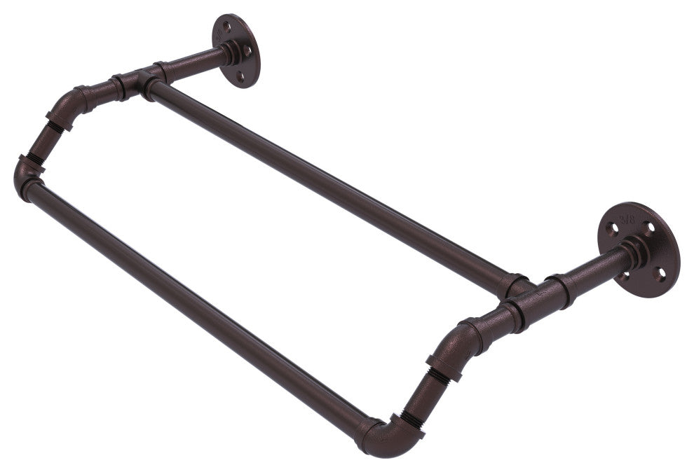 Pipeline Double Towel Bar, Antique Bronze, 24"