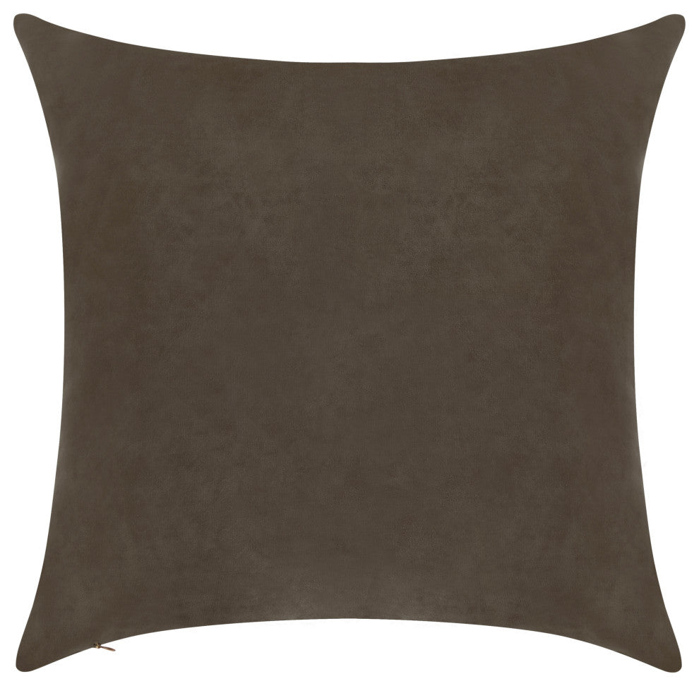 Delara Set of 1 Velvet 20x20", Cushion Cover, Cocoa Brown, With Duck Feather Insert