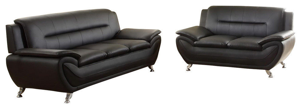 Oreo Black Living Room Collection, Sofa and Loveseat