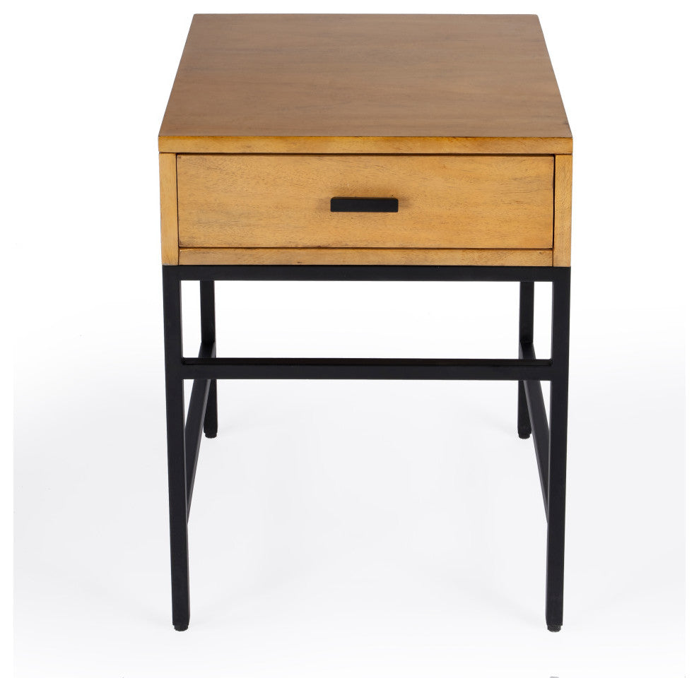 Hans 1 Drawer Wood and Iron End Table