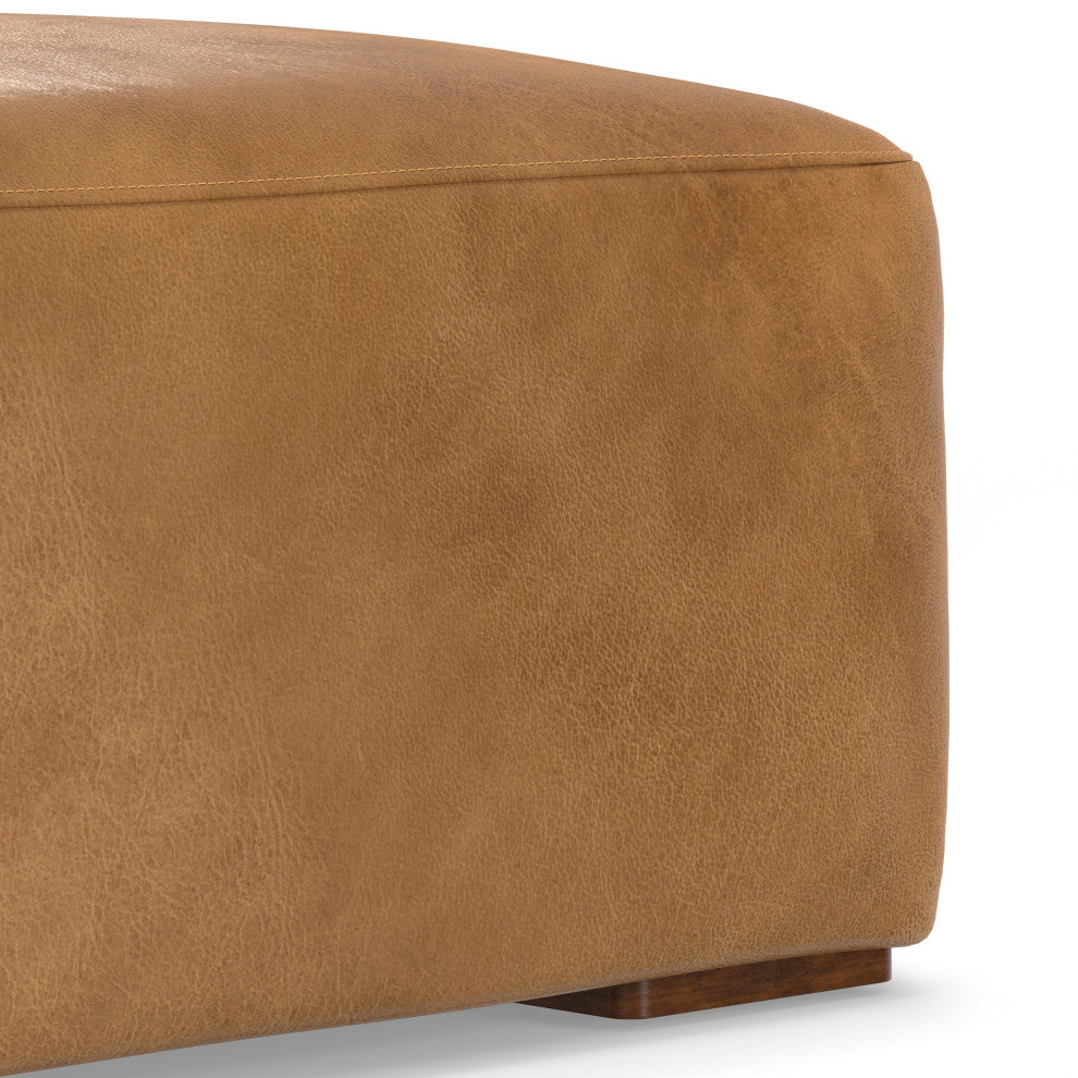 Rex Right Corner Sectional Modular Sofa with Ottoman in Genuine Leather
