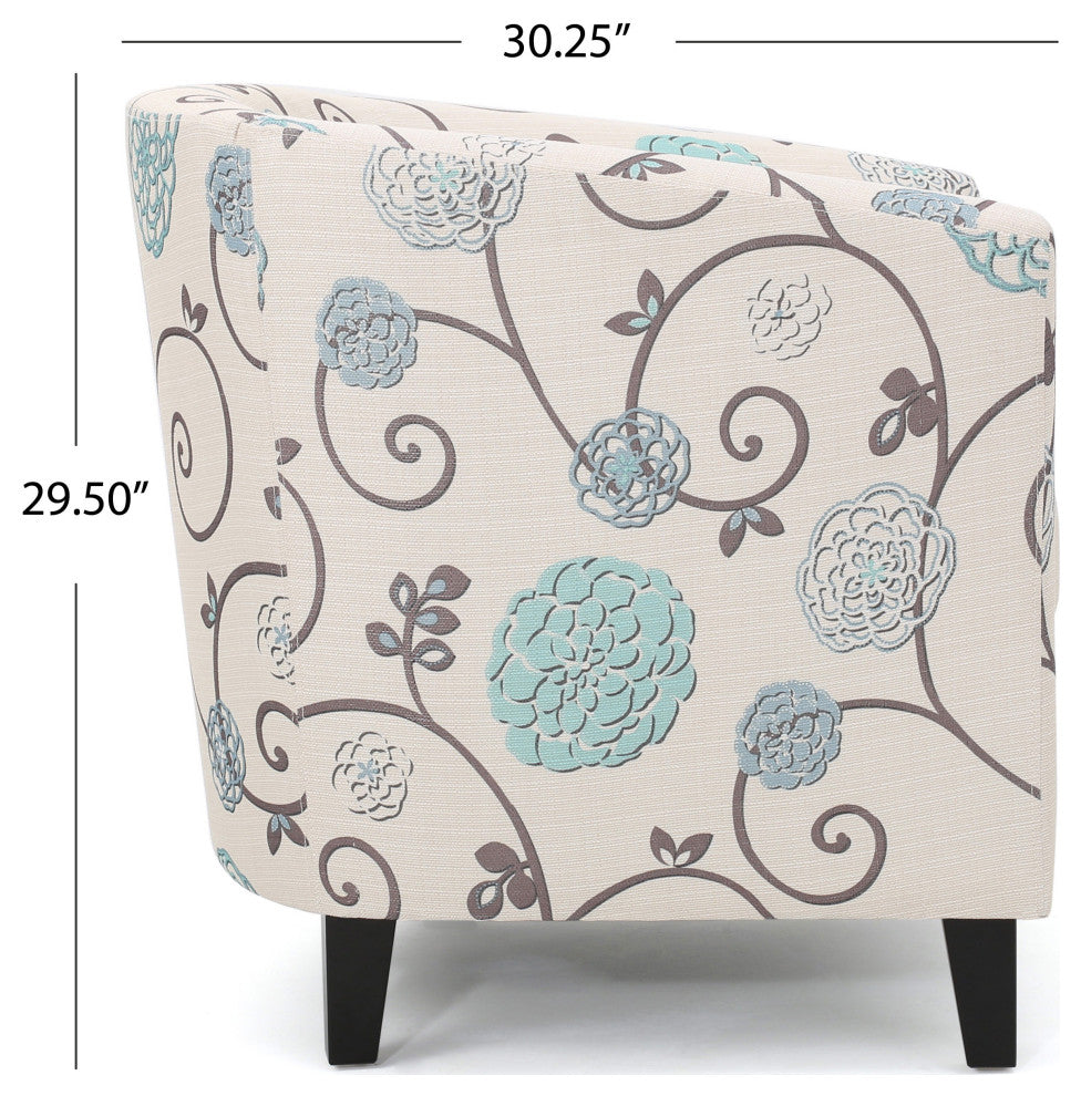 GDF Studio Palisades White and Blue Fabric Club Chair