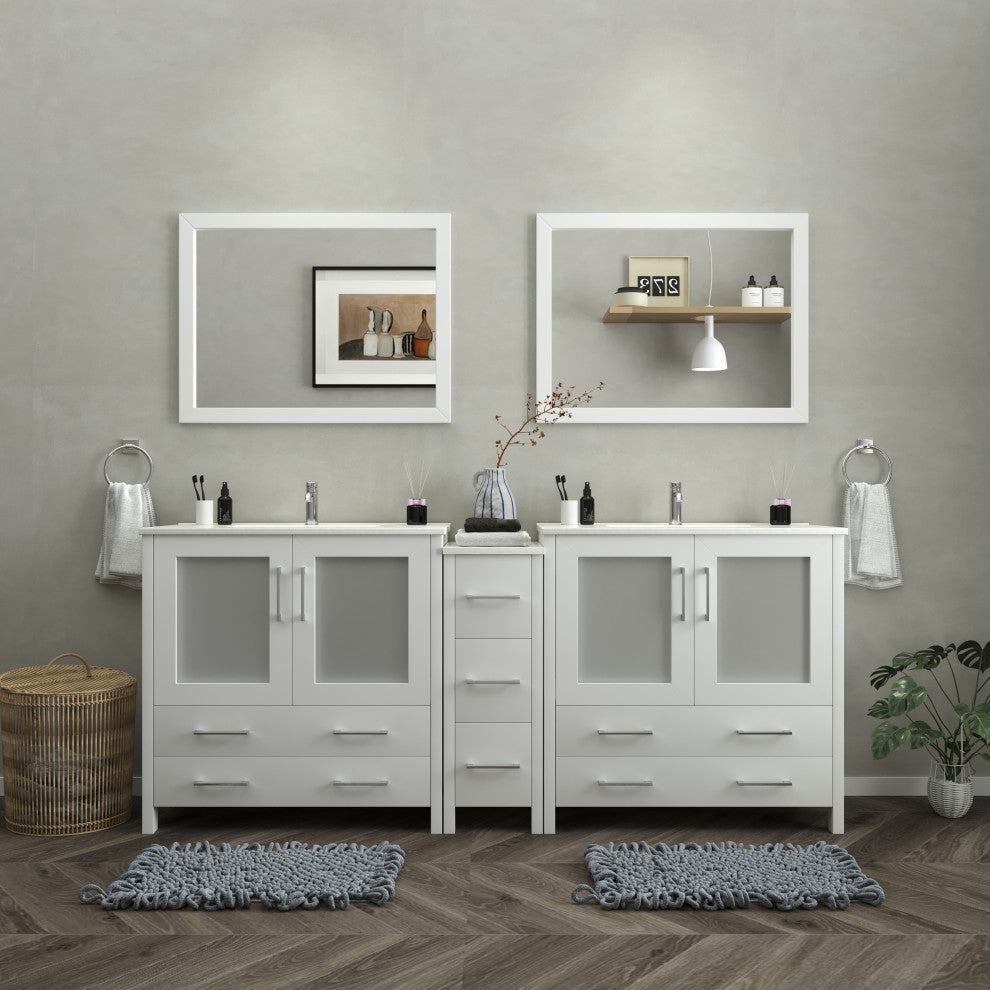 Vanity Art Vanity Set With Ceramic Top, 84"