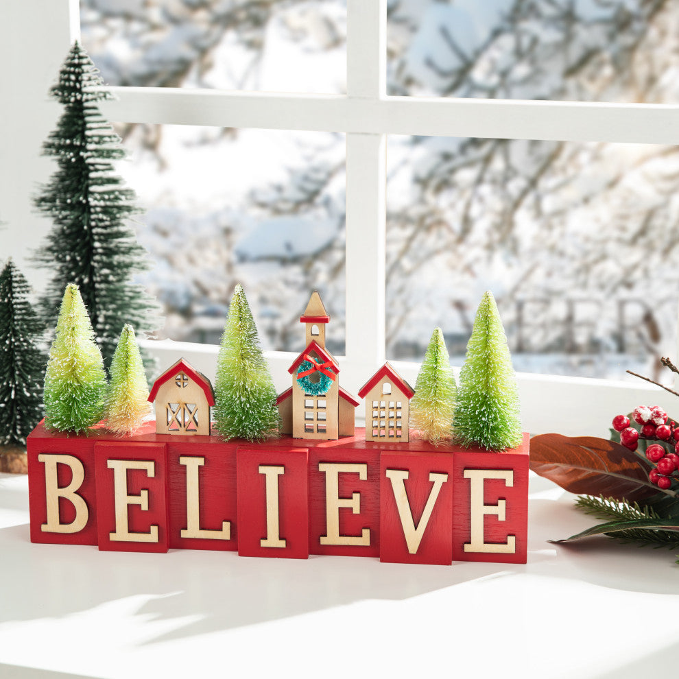 14"L Christmas Wooden Table Decor