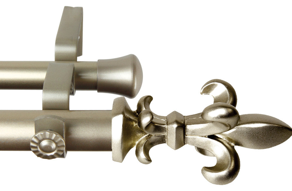 Silas 1" Diameter Double Curtain Rod, Gold, 120-170"
